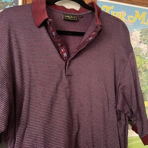 Bobby Jones Collection Golf Polo Shirt Mens Medium Burgundy Patterned